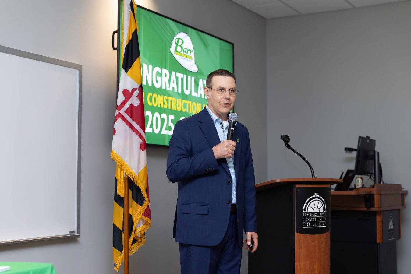 Amos McCoy speaking at Hagerstown Community College — Barr Construction Institute 2025
